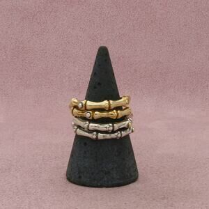 grace & heart sterling silver two-tone mixed metals bambo ring size 8